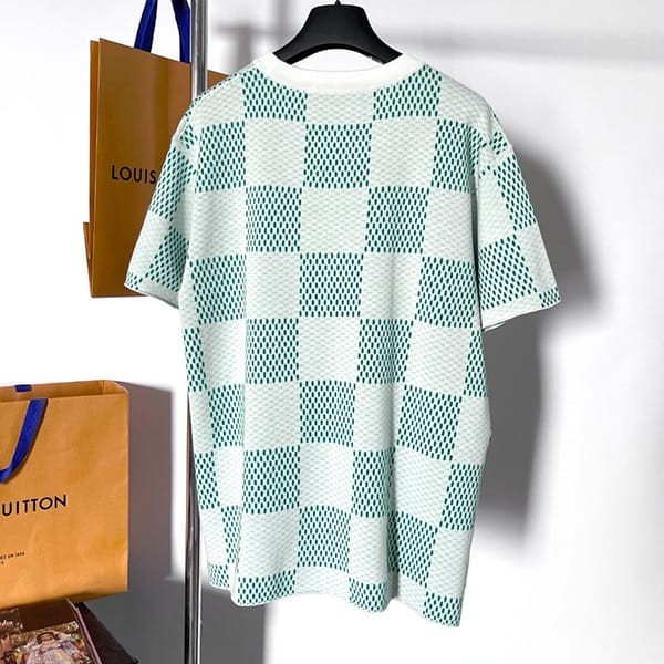 ★追跡付き発送で安心ルイヴィトン 半袖 トップス Tシャツ パロディ ダミエ ニット 緑白 1AFIX4